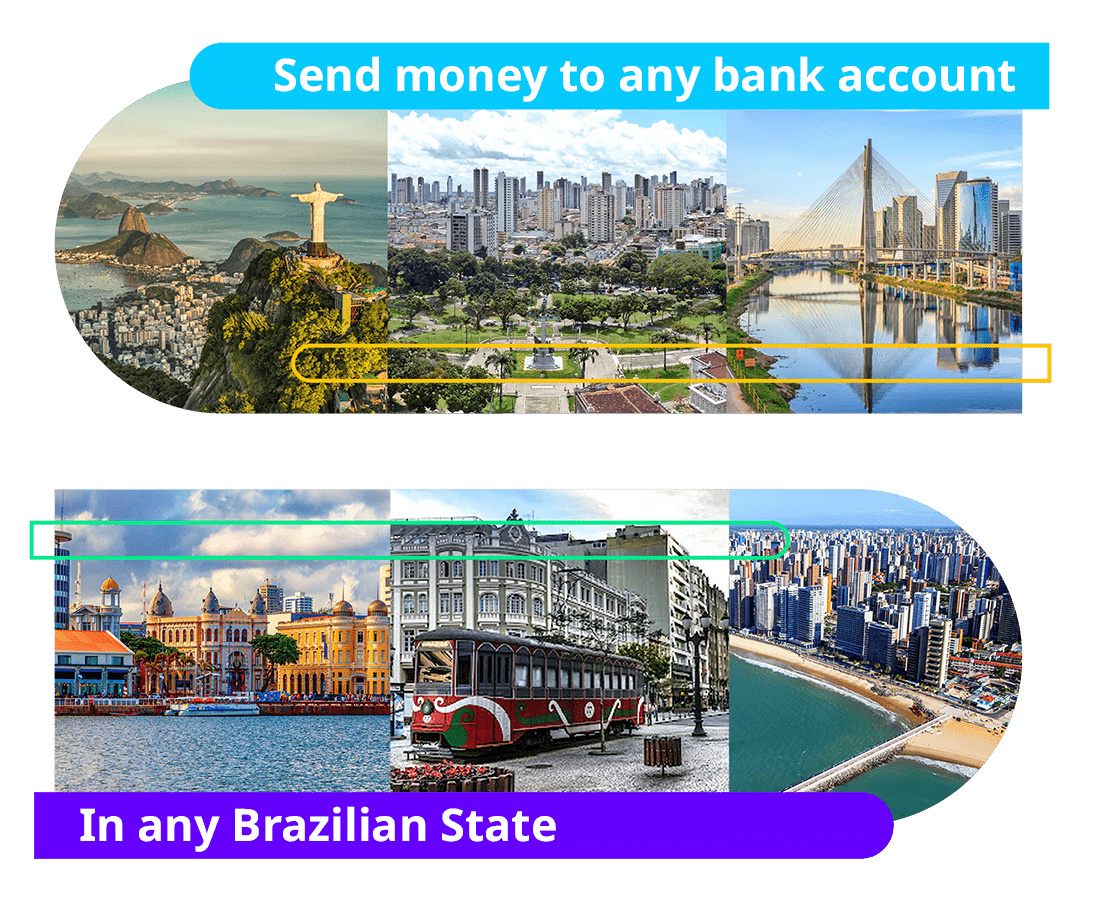 Send to any bank account in any Brazilian State