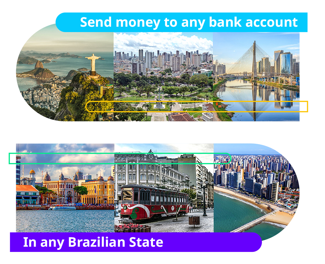Send to any bank account in any Brazilian State