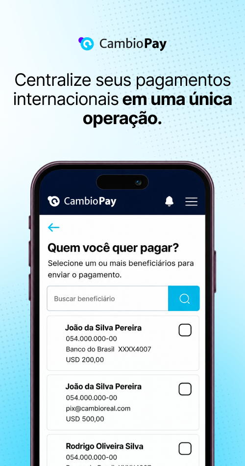 CambioPay - pagamentos internacionais